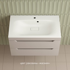 Style Line Тумба с кварцевой раковиной жасмин Остин 80 подвесная крем – фотография-2